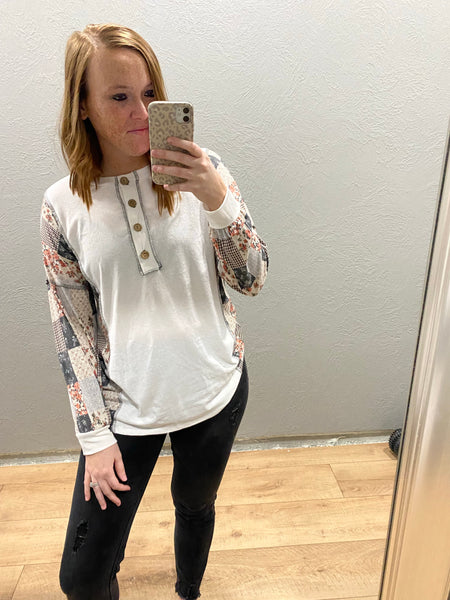 White Top with Floral Detail